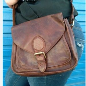 Joyn mini Myra genuine leather satchel crossbody purse bag brown